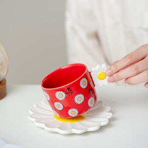 Tazza in Ceramica Lelyi con Motivo Creativo di Margherita e <span class=keywords><strong>Coccinella</strong></span> a Sette Punti, Elegante Tazza da Caffè per Casa e Ufficio - Product Image 5