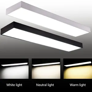 مصباح قلادة خطي معماري أسود أبيض مظهر EMF منخفض UGR 19 4500K 24 وات 4 قدم مصباح لوحة خطية LED