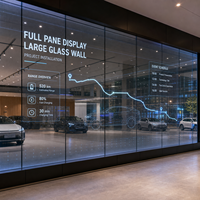 Écran LED transparent grand format pour vitrine de concession automobile, affichage sur mur de verre