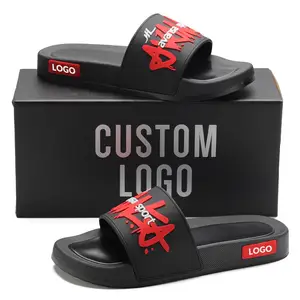 Henhao Moq rendah harga pabrik 3d karet Logo sandal basket Oem sandal pesawat geser kustom sandal impor untuk pria