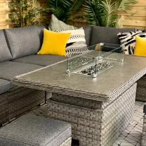 Factory Price Simple Rattan L Shape Sectional Sofa With Rising Dining Table Sets Patio Outdoor Furniture