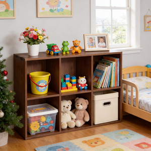 Libreria in legno a 6 cubi, mobile contenitore e vetrina per soggiorno e ufficio - Product Image 3