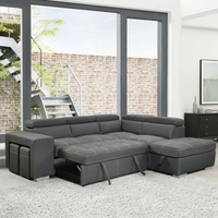 Canapé-lit moderne convertible pour salon, meuble multifonctionnel pliable d'angle avec rangement et ottoman