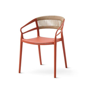 <span class=keywords><strong>Chaise</strong></span> <span class=keywords><strong>de</strong></span> salle à manger en plastique <span class=keywords><strong>terracotta</strong></span> empilable <span class=keywords><strong>de</strong></span> qualité commerciale pour l'extérieur avec design en sangle tressée - Product Image 1