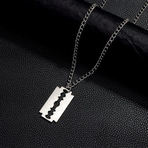 Collier lame en alliage de zinc argenté, pendentif unisexe, accessoire de style hip-hop, bijoux chaîne - Product Image 3