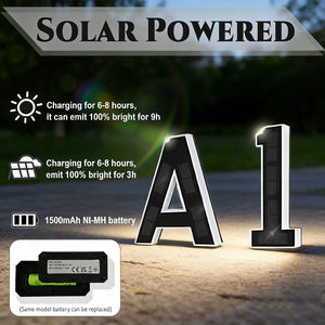 Smart Solar <b>House</b> Numbers SelfIlluminating 9 Inch IP65 Waterproof Address Plaque AutoOn LED <b>Light</b> 10-12 Hours Battery Life - Product Image 2
