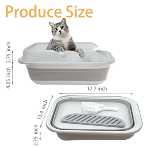 OF New Design Semi-Closed Higher Fence <b>Plastic</b> <b>Large</b> Cat Litter <b>Trays</b> Cat Litter Box With Shovel - Product Image 2