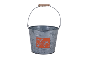 Pot en zinc Carol Wholesale de 7,5 pouces avec poignée en bois, style américain, imprimé « Hello Fall », pot à fleurs en métal galvanisé pour la maison, le jardin et l'intérieur - Product Image 6