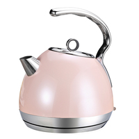Bouilloire électrique sans fil en acier inoxydable de couleur rose, capacité de 1,8 L, design rétro, utilisation domestique, arrêt automatique, 360°