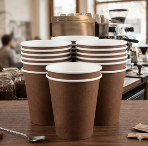 Vasos de Café Desechables Personalizados con Serigrafía, de Papel Kraft de Pared Simple, Gruesos, Antiderrames y Reciclables para Bebidas Calientes/Frías - Product Image 1