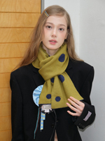 Écharpe en tricot à pois double face, cache-cou rétro chaud d'hiver unisexe