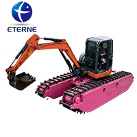 Mini-excavatrice amphibie sur chenilles personnalisée en usine, avec pompe moteur et plaque en acier anticorrosion, pour une profondeur d'eau de 2 m (rivière/marais/baie de boue)