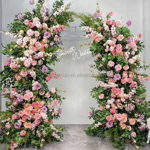 Arco Floreale Liscio di Alta Qualità in Seta Artificiale con Rose, Ortensie e Delphinium, a Forma di Luna, Bianco, per Matrimoni ed Eventi - Product Image 4