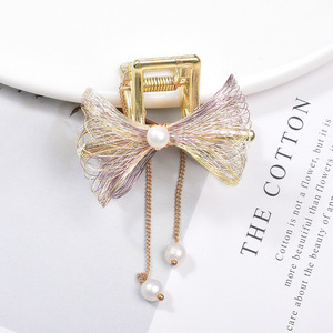 Nouveau design fantaisie assessoris glands perles maille métallique arc coréen pinces à griffes <span class=keywords><strong>pince</strong></span> à cheveux <span class=keywords><strong>crabe</strong></span> avec un grand <span class=keywords><strong>prix</strong></span> - Product Image 6