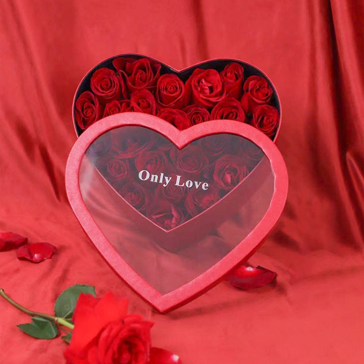 Luxury Wholesale Valentines Day Gift 2023 Paper Packaging Round Flower Heart Box for Flowers