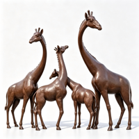 Sculpture de groupe de girafes en bronze, statue familiale, figurine d'animaux sauvages africains, taille et couleur personnalisées, décoration moderne pour la maison et le jardin