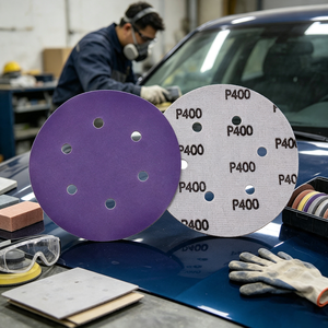 Dischi Abrasivi Rotondi Professionali per Officina, Base Robusta Viola, Facile Fissaggio, Disco Abrasivo in Film di Poliestere - Product Image 1