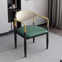 Chaise de salle à manger minimaliste moderne haut de gamme en cuir microfibre, style luxe léger, pour hôtel, table à thé, en acier inoxydable