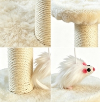 Petit arbre à gratter pour chat à 2 niveaux, poteau à gratter en sisal naturel avec plateforme en peluche douce et jouet souris suspendu pour chaton (usage quotidien)