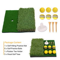 Tapis de frappe de golf portable avec surface de gazon véritable Aide à la pratique de l'herbe longue pour l'entraînement à domicile