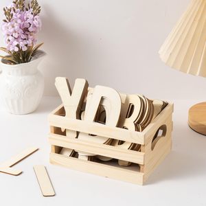 Petite <span class=keywords><strong>caisse</strong></span> <span class=keywords><strong>en</strong></span> <span class=keywords><strong>bois</strong></span> de pin naturel poli avec poignées découpées, bac de rangement ouvert à lattes, pour bureau, artisanat, jouets, mini, Fête des Pères - Product Image 1