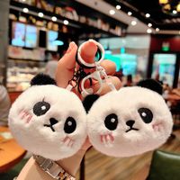 Porte-clés en peluche mignon de panda de dessin animé, pendentif pour clés de voiture et sac, emballé individuellement, petit cadeau pour femmes, vente en gros