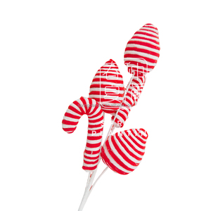 SPRING PLANTING Christmas Decoration Striped Curly Pick Red Balls <strong>Peppermint</strong> Christmas Candy Cane Swirl Tree Pick