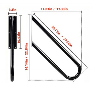 Pasamanos de pared Promise para escaleras, capacidad de carga de 90 kg, hierro, para interiores y exteriores, garaje, negro - Product Image 4