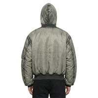 Veste bomber zippée à capuche pour homme, coupe ample, style vintage, délavée à l'acide, fabriquée sur mesure par TOPSHOW