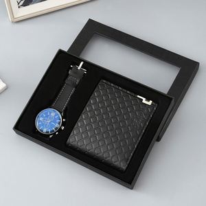 Ensemble cadeau montre et portefeuille pour homme, directement de l'usine, logo personnalisé, montre à quartz, portefeuille en cuir PU, souvenir pour homme, cadeaux pour la fête des pères - Product Image 5