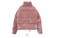 Новое поступление, розовая бархатная ткань с воротником-стойкой, однотонный зимний женский пуховик большого размера, куртка