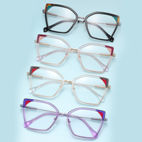 WAM-EM2084 nouvelle usine femme dame métal mélange acétate carré lunettes cadres pour tous les visages lunettes lunettes avec printemps Temple