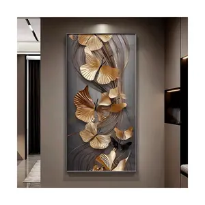 Modern Luxury Golden Butterfly Animal decorative painting Abstract crystal porcelain wall painting for living room