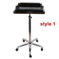 Plateau d'organisation intelligent pour coiffure Chariot à plateau d'extension de cheveux de Salon de beauté en acier inoxydable noir pliant mobile