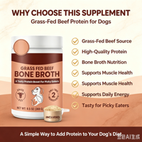 Poudre de Bouillon de Bœuf Nourri à l'Herbe pour Chiens de Grande Race, Chiots et Chatons – Supplément pour Animaux à Haute Teneur en Protéines, Vitamines et Minéraux – Idéal pour les Animaux Pêcheurs et pour la Santé