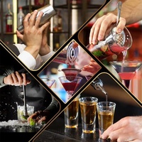 Ensemble de shaker à cocktails OUYADA en acier inoxydable 9 pièces, 700 ml, kit de barman avec support carré en acrylique moderne, outils de bar professionnels