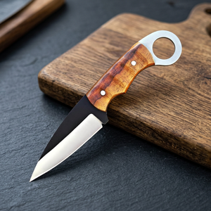 Couteau de survie et de camping haut de gamme, forgé à la main, en acier Damas et bois de rose, pointe tombante, ultra-affûté, avec trou pour le pouce, personnalisable OEM - Product Image 2