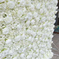 Mur de fleurs artificielles 3D en soie filée fait main, 2,4 m x 2,4 m, enroulable, pour mariage, fête des Mères, rentrée scolaire - Couleur personnalisée