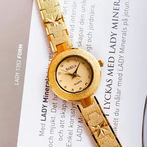 2023 Nieuwe Quartz Dameshorloge Goud Retro Patroon Kleine Prachtige Waterdichte 24K Gouden Polshorloge Japanse Beweging Voor Vriendin