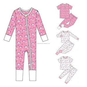 Einhorn einstellbarer Footie-Pyjama Strampler für Baby-Mädchen 95% Bambus Schlafanzug Reißverschluss-Jumpsuit Babykleidung mit Stil der Liebe