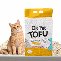 Litière pour chat OK Pet Tofu Fiber - 100% végétale, biodégradable, jetable aux toilettes, agglomération rapide, écologique, sans poussière