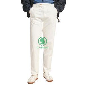 Pantalones de Algodón Blancos de Corte Ajustado Estilo Old Money para Hombre, Otoño - Product Image 1