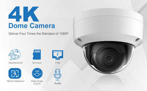 Cámara IP Domo PoE de Red de 2.8mm con Detección Facial Inteligente por IA, VCA, H.265, 4K, 8MP, IP66, IR, Compatible con Hikvision, Micrófono Interno - Product Image 3