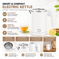 Mini bouilloire électrique 0,5 L 800 W en acier inoxydable sans soudure, chauffe-eau personnel de voyage, blanc mat, prise UE, OEM