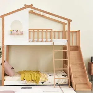 Trong Nhà Mạnh Mẽ Và Mềm Mại Cabin Thang Loft Giường Gỗ Với Slide Cho Trẻ Em Yêu Quý Của Bạn