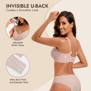 Neuer Trend Drahtloses Nylon Spandex Lady V-Ausschnitt Unterstützend Push-up Nahtlos Komfortabel Sport Gepolstert Glätten T-Shirt BH - Product Image 3