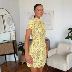 Jupe élégante et amincissante en dentelle, meilleure vente d'été, vêtements pour femmes, <span class=keywords><strong>robe</strong></span> française à col roulé mince - Product Image 4