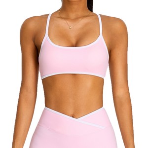 Nuovo Arrivo Reggiseno Sportivo Effetto Nudo in Nylon Spandex <span class=keywords><strong>con</strong></span> <span class=keywords><strong>Spalline</strong></span> <span class=keywords><strong>Sottili</strong></span> Traspirante Anti-shock per Palestra e Allenamento - Product Image 4