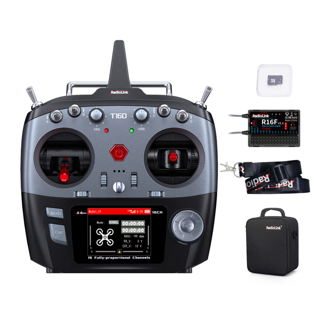 RadioLink T16D 16CH RC Transmitter with R16F Receiver Long Range Remote Controller for FPV Drone Aircraft Helicopter