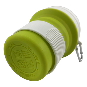 Vaso de Viaje Plegable de Silicona de 12 oz, Libre de BPA, Personalizado, para Camping, Bebidas Calientes y Frías, Taza de Café Plegable de 350 ml con Tapa y Mosquetón - Product Image 3